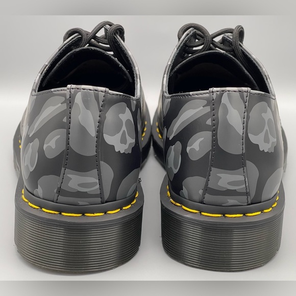 Dr. Martens Doc Skull Leopard Print Oxfords Black Men Size 8 & 11 27686 New - Picture 6 of 10